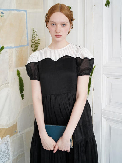 Unlogical Poem Victorian Style Blue Print White Collar Dress