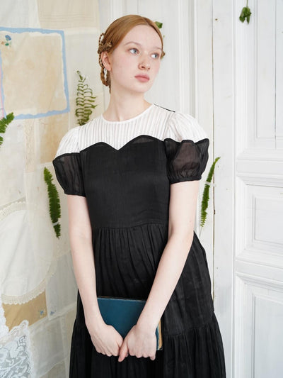 Unlogical Poem Victorian Style Blue Print White Collar Dress