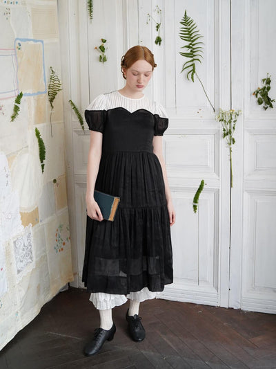 Unlogical Poem Victorian Style Blue Print White Collar Dress