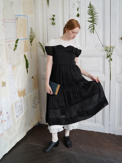 Unlogical Poem Victorian Style Blue Print White Collar Dress