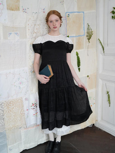 Unlogical Poem Victorian Style Blue Print White Collar Dress