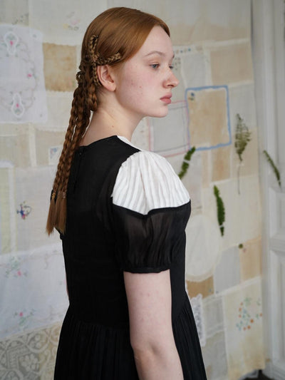 Unlogical Poem Victorian Style Blue Print White Collar Dress