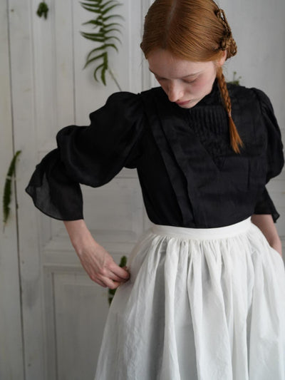 Unlogical Poem Victorian Stand Collar Blouse with Leg-of-Mutton Sleeve