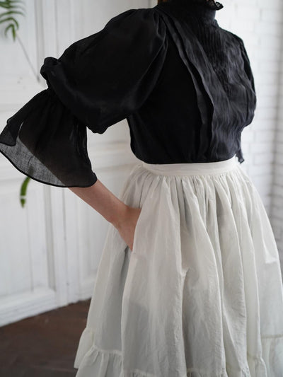 Unlogical Poem Victorian Stand Collar Blouse with Leg-of-Mutton Sleeve