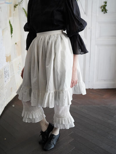 Unlogical Poem Double-Layered Printed Mesh Skirt with Petal Ruffles and Bubble Hem
