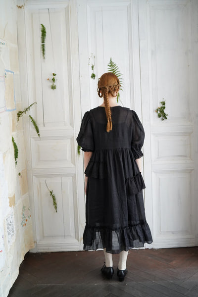 Unlogical Poem Irregular lace classical ramie dress