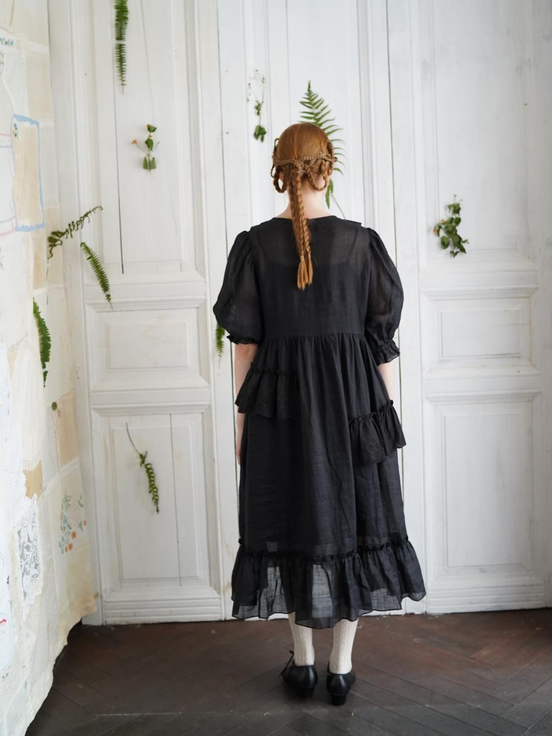 Unlogical Poem Irregular lace classical ramie dress
