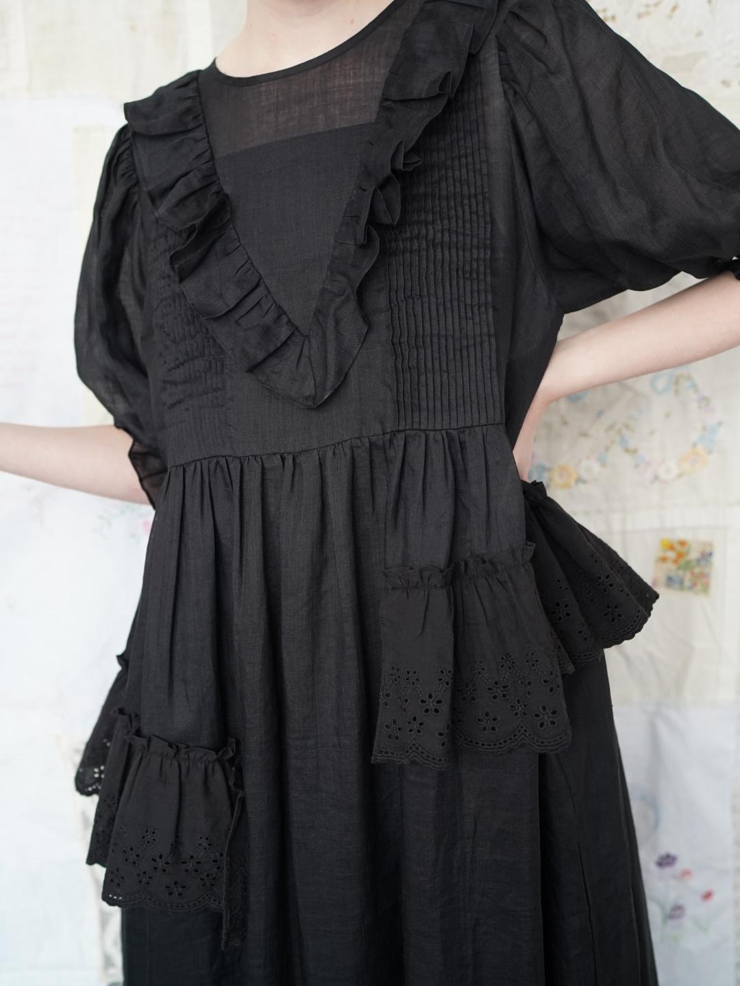 Unlogical Poem Irregular lace classical ramie dress