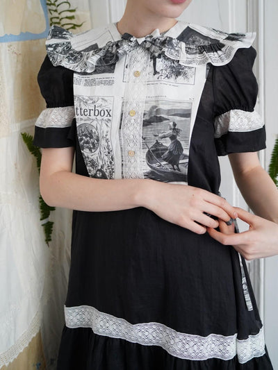 Unlogical Poem Lace-up Ruffled Floral Print Tank Top （Multi Color）