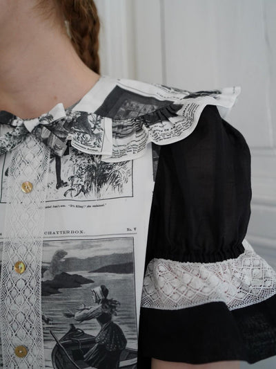 Unlogical Poem Lace-up Ruffled Floral Print Tank Top （Multi Color）