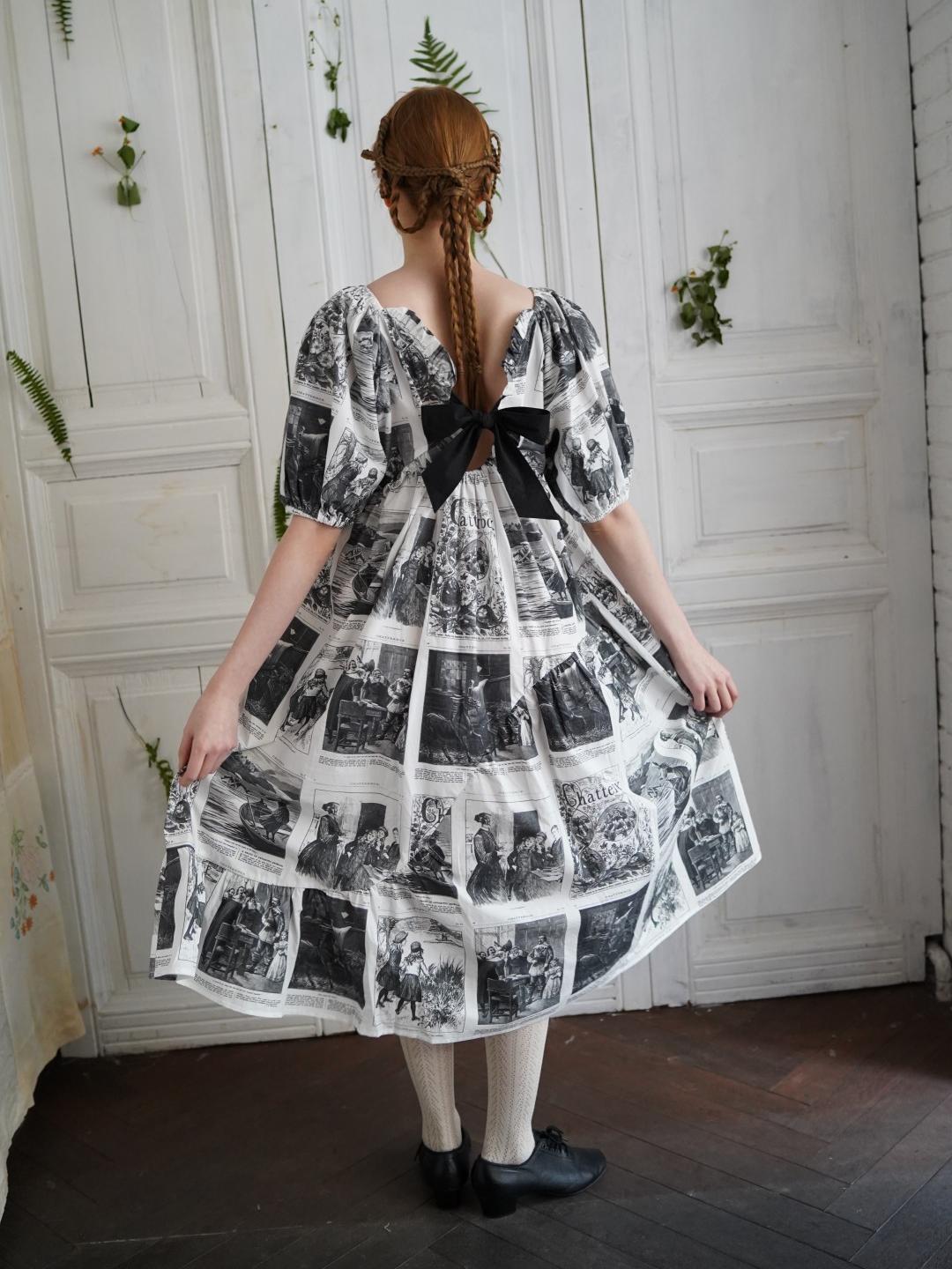 Unlogical Poem Asymmetrical Hem  Dress with Open Back and Bow