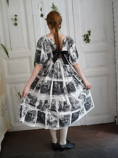 Unlogical Poem Asymmetrical Hem  Dress with Open Back and Bow