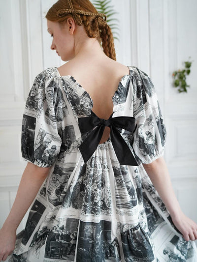 Unlogical Poem Asymmetrical Hem  Dress with Open Back and Bow