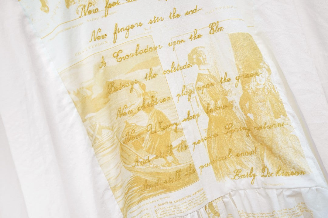 Unlogical Poem  Poetic Embroidered Ruffle Top with Batwing Sleeves