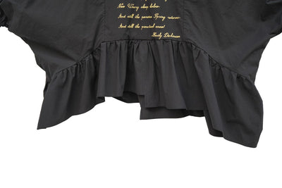 Unlogical Poem  Poetic Embroidered Ruffle Top with Batwing Sleeves