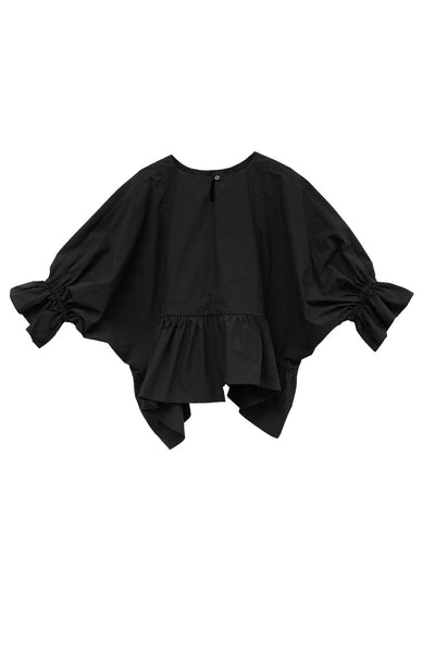 Unlogical Poem  Poetic Embroidered Ruffle Top with Batwing Sleeves