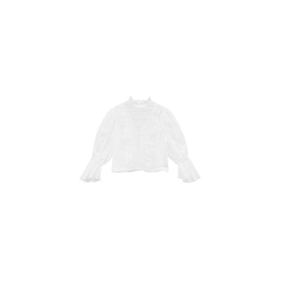 Unlogical Poem Victorian Stand Collar Blouse with Leg-of-Mutton Sleeve