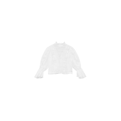 Unlogical Poem Victorian Stand Collar Blouse with Leg-of-Mutton Sleeve