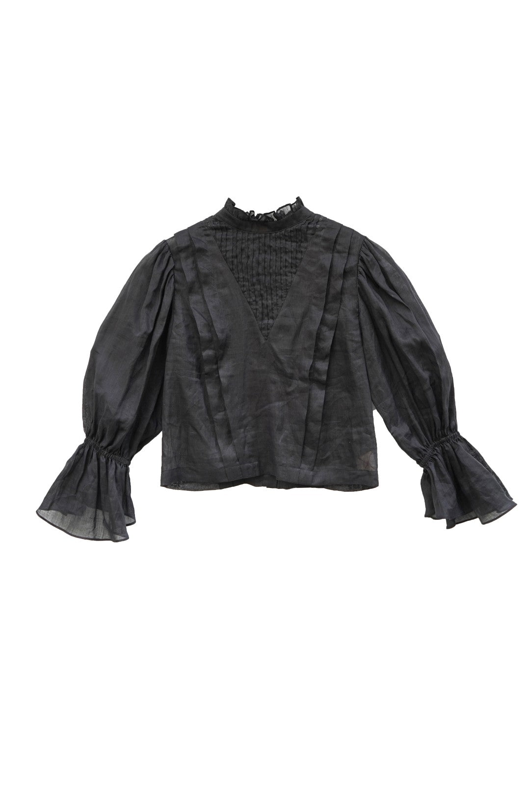 Unlogical Poem Victorian Stand Collar Blouse with Leg-of-Mutton Sleeve