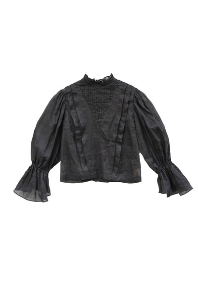 Unlogical Poem Victorian Stand Collar Blouse with Leg-of-Mutton Sleeve
