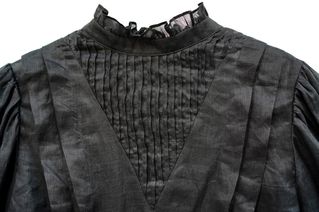 Unlogical Poem Victorian Stand Collar Blouse with Leg-of-Mutton Sleeve