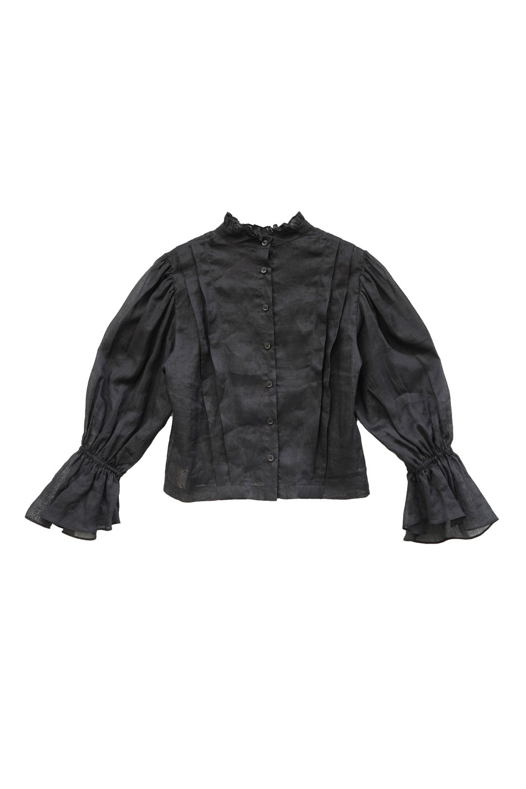 Unlogical Poem Victorian Stand Collar Blouse with Leg-of-Mutton Sleeve
