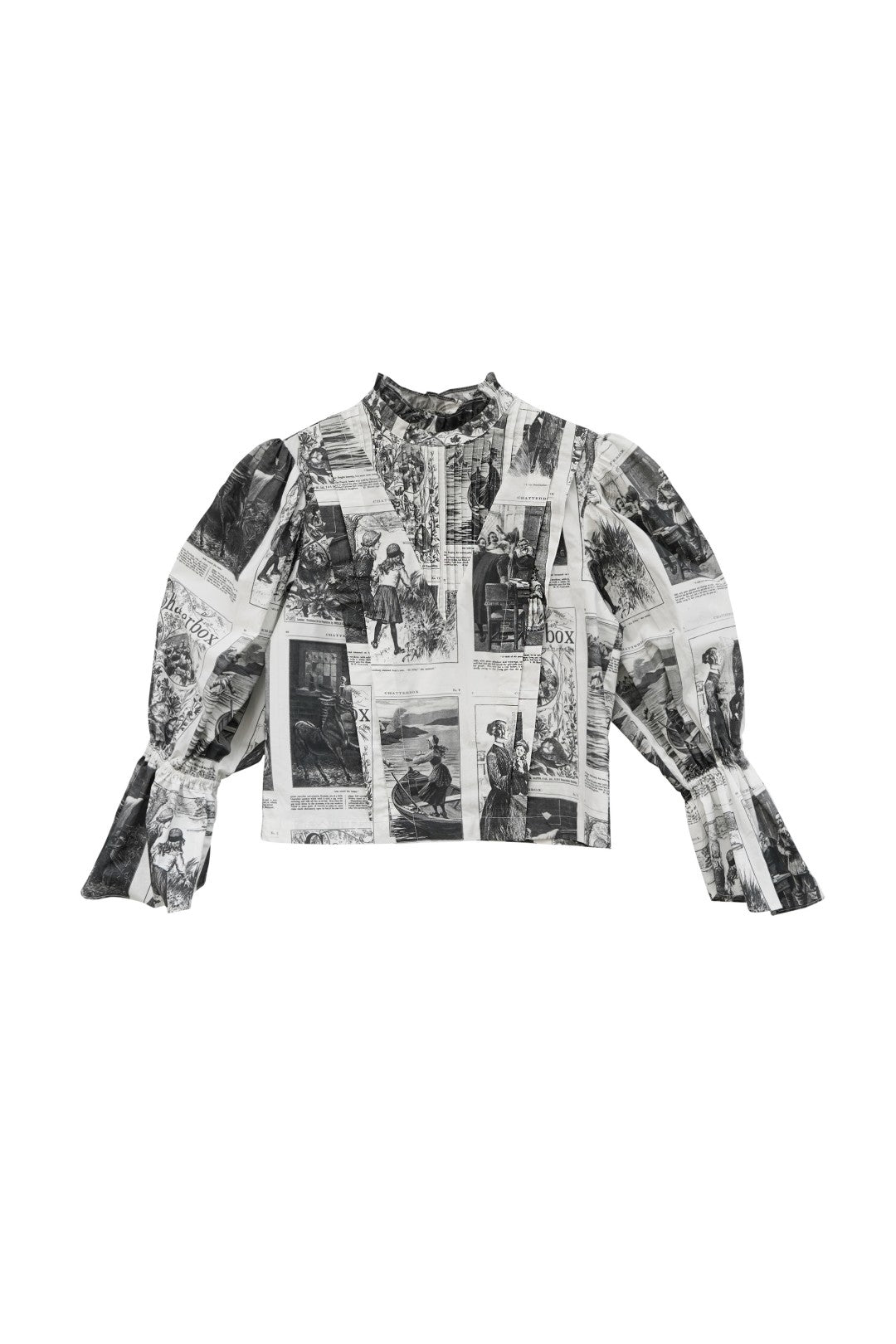 Unlogical Poem Victorian Stand Collar Blouse with Leg-of-Mutton Sleeve