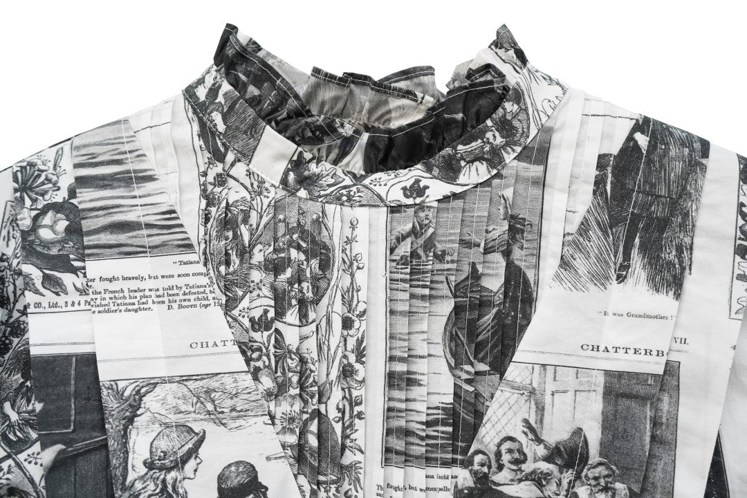 Unlogical Poem Victorian Stand Collar Blouse with Leg-of-Mutton Sleeve