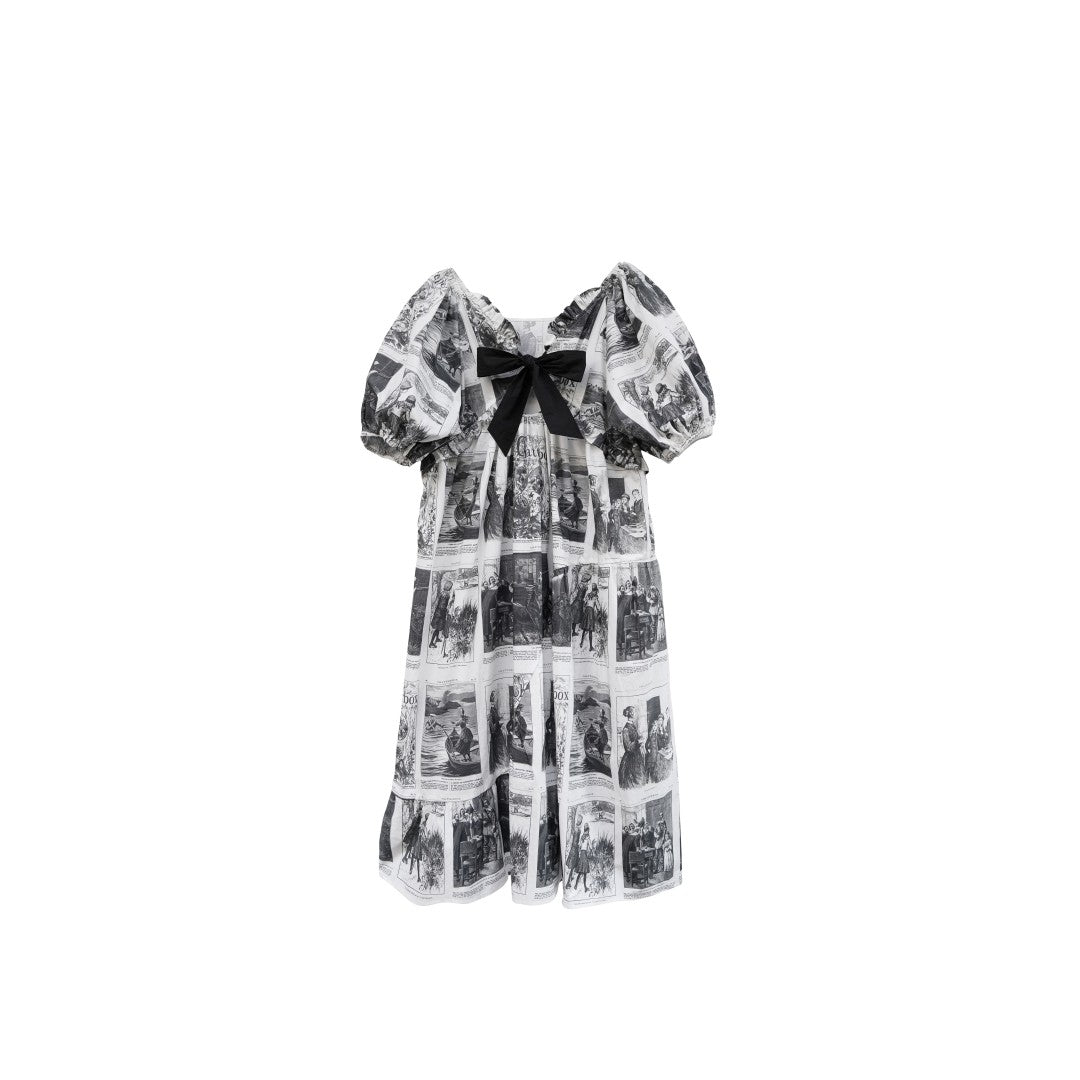 Unlogical Poem Asymmetrical Hem  Dress with Open Back and Bow