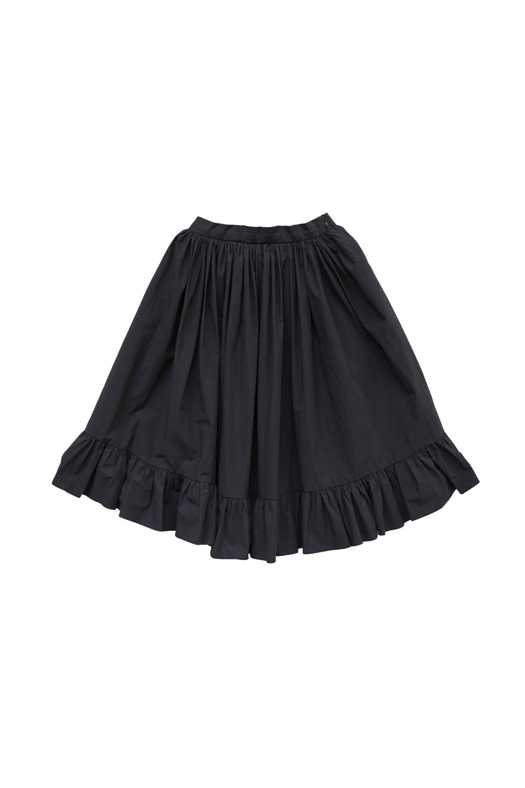 Unlogical Poem Double-Layered Printed Mesh Skirt with Petal Ruffles and Bubble Hem