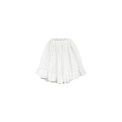 Unlogical Poem Double-Layered Printed Mesh Skirt with Petal Ruffles and Bubble Hem