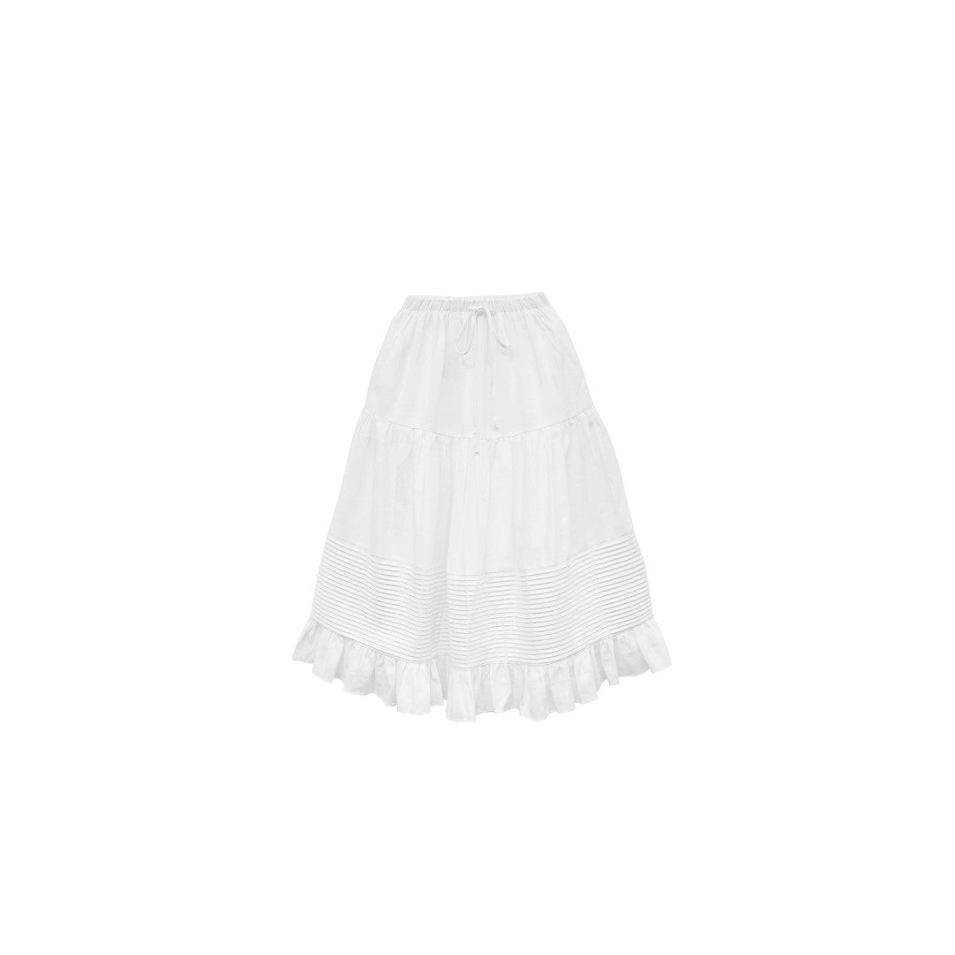 Unlogical Poem Victorian-Style Piped Ruffle Midi Skirt