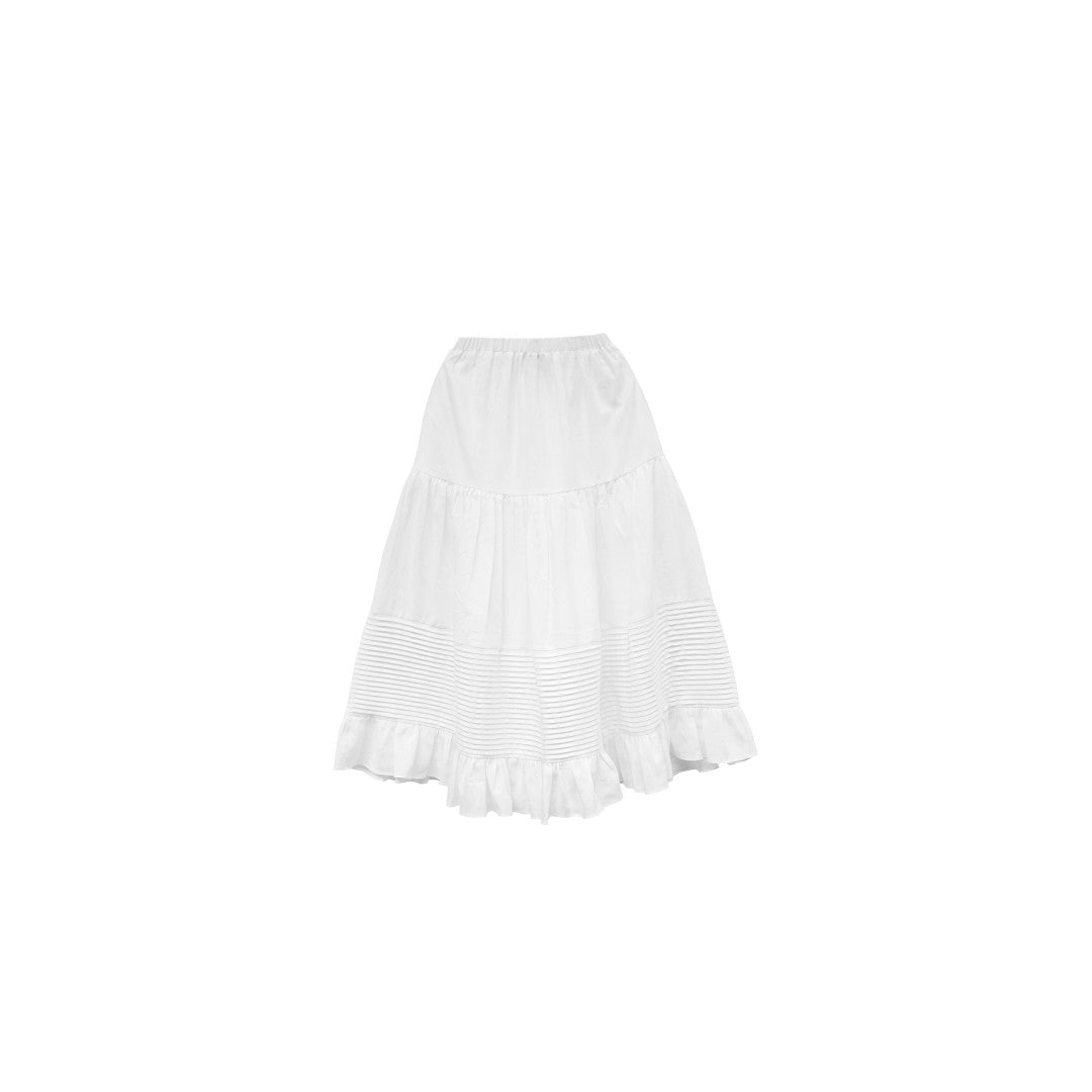 Unlogical Poem Victorian-Style Piped Ruffle Midi Skirt