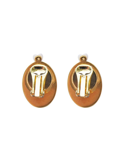 Unlogical Poem Oval Natural Shell Handmade Ear-clips