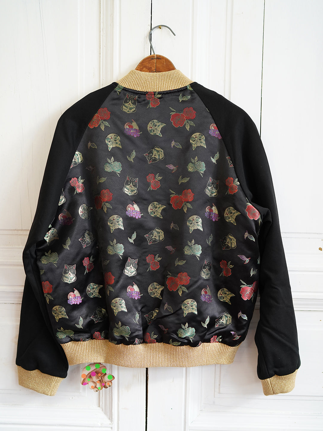 Unlogical Poem Love Sequin Embroidery Black Brocade Souvenir Jacket