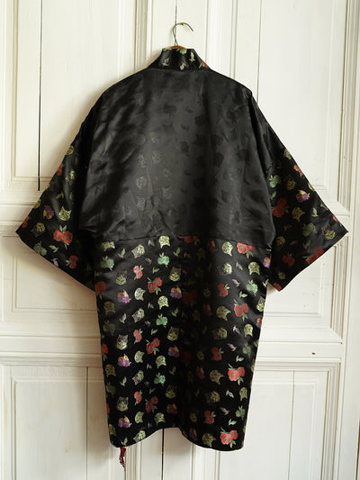 Unlogical Poem Cat Brocade Flower Patchwork Long Kimono