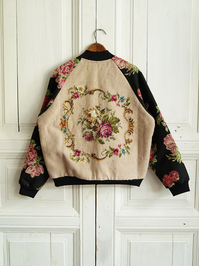 Unlogical Poem Rose Embroidery Patchwork Souvenir Jacket