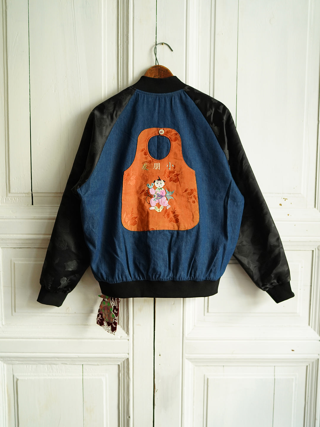 Unlogical Poem Doll Embroidery Patchwork Denim Souvenir Jacket