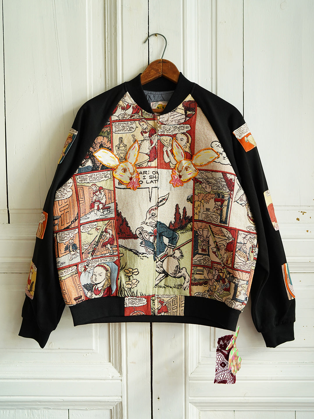 Unlogical Poem Rabbit Embroidery Patchwork Souvenir Jacket