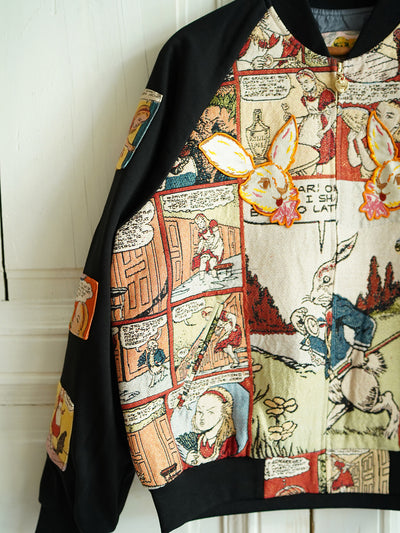 Unlogical Poem Rabbit Embroidery Patchwork Souvenir Jacket