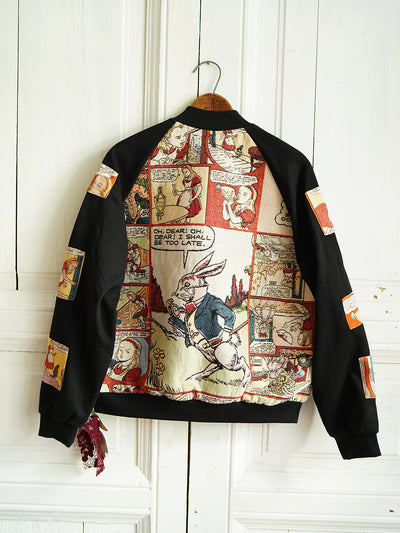 Unlogical Poem Rabbit Embroidery Patchwork Souvenir Jacket