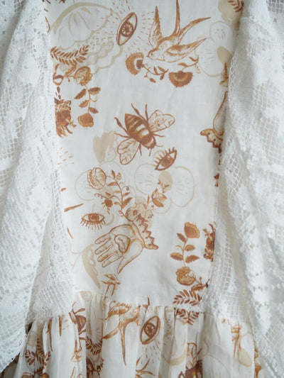 Unlogical Poem Puff Sleeve Ramie  Lace Dress