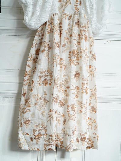 Unlogical Poem Puff Sleeve Ramie  Lace Dress