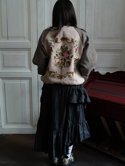 Unlogical Poem Flower Velvet Embroidery Patchwork Woolen Souvenir Jacket