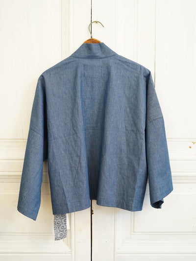 Unlogical Poem Vintage Accordion Angel Print Patchwork Denim  Kimono