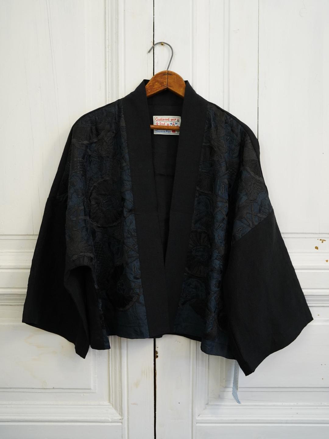 Unlogical Poem Silk Organza Pierrot Embroidery  Kimono
