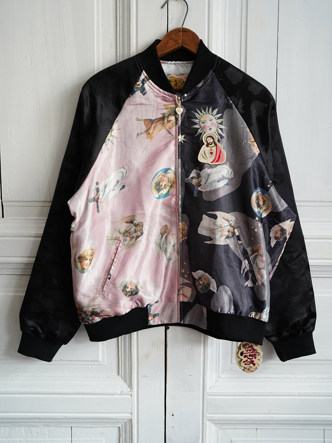 Unlogical Poem Angel Print Patchwork Souvenir Jacket