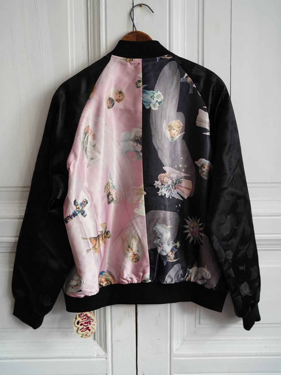 Unlogical Poem Angel Print Patchwork Souvenir Jacket