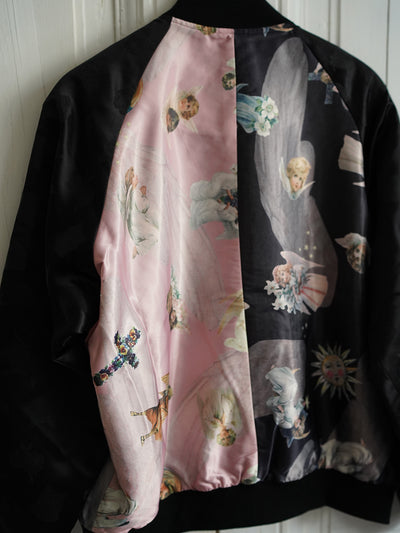 Unlogical Poem Angel Print Patchwork Souvenir Jacket