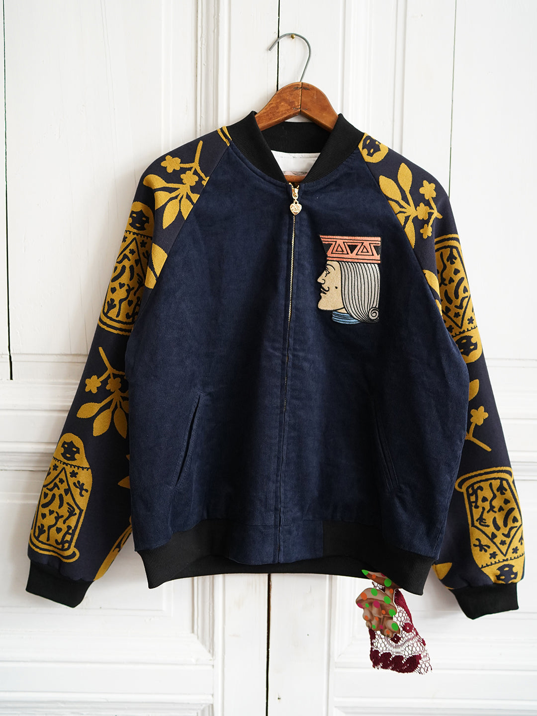 Unlogical Poem Poker Embroidered Patchwork Corduroy Souvenir Jacket